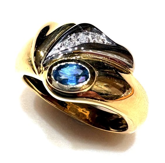 Anneau Sommer Femme Anni '80 in Or Zaffiro blu 0.32 Ct ZAF CT 0.32 DIA CT 0.02 VS/H - ZAF CT 0.32 DIA CT 0.02 VS/H